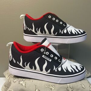 Heelys Black and White Flame Shoes with Red Accents NWOT